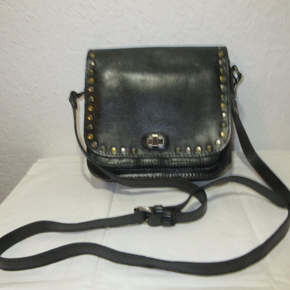 Patricia Nash Handbags - Patricia Nash Black Leather Crossbody with rivets on flap